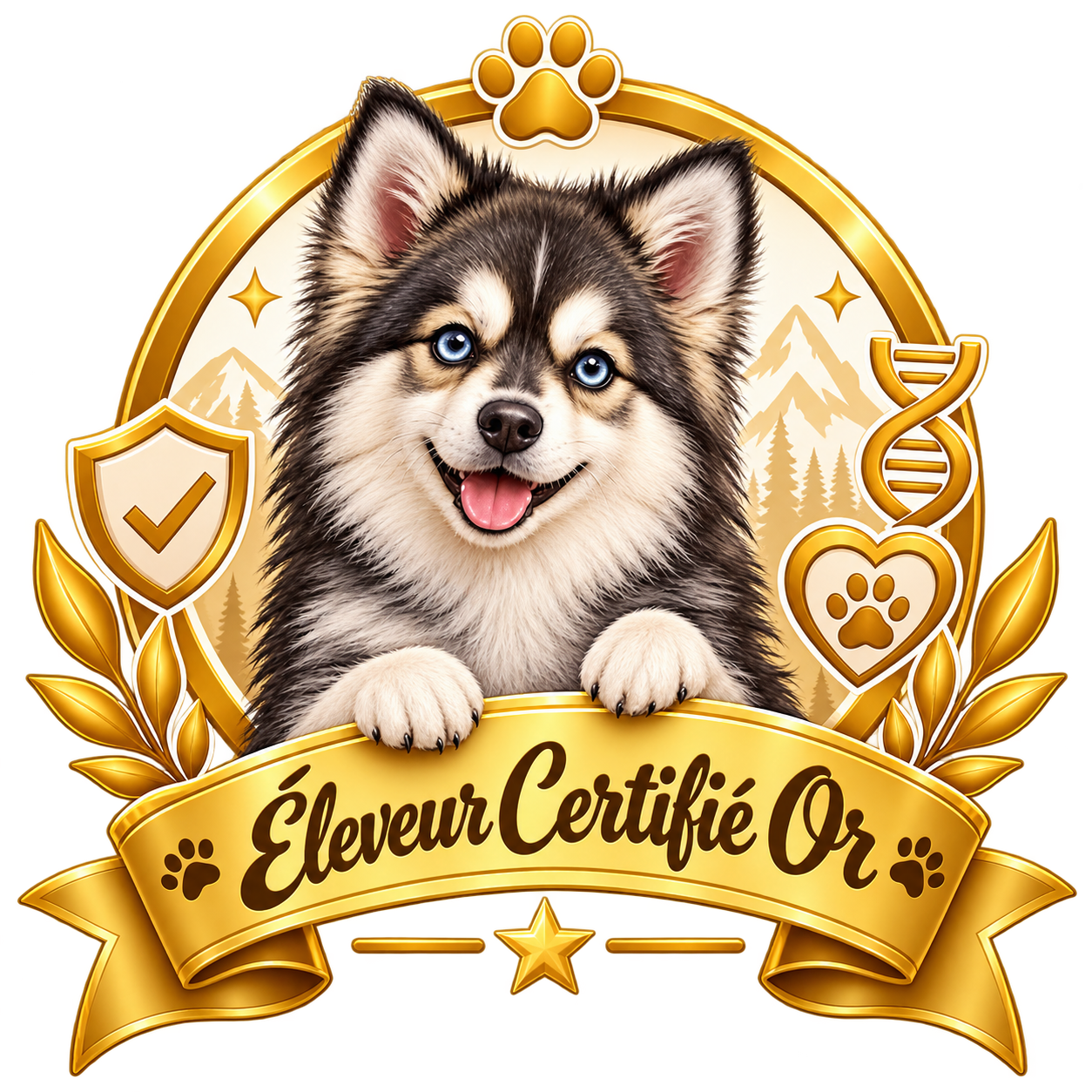 Badge Éleveur Certifié Or - Alliance des Amis du Pomsky